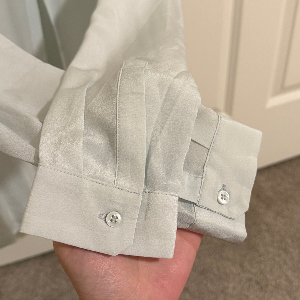 The Kooples sky blue 100% silk button down shirt / blouse, size M, new - Picture 3 of 6